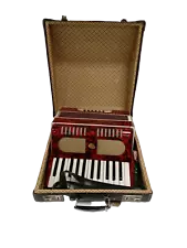 Galotta Bass Piano Stradella Accordion Pearl Red With Case and Harness