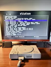 Playstation PS1 Console w/ Xstation Mod kit, 128GB SD Card+3D Printed Mount 5501