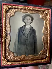 Civil War-era tintype of man with double barrel shotgun