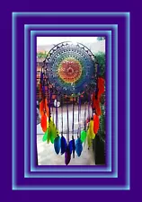 HUGE RAINBOW DREAMCATCHER, Crochet Chakra Dreamcatcher, Native American Design