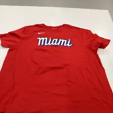 Miami Marlins Jesus Aguilar Red Nike City Connect Jersey T-Shirt XXL New