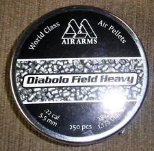 250 COUNT AIR ARMS WORLD CLASS DIABOLO FIELD HEAVY .22 CALIBER PELLETS 18 grains