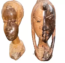 African ð¯ Authentic wooden hand crafted male female art statutes