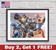 Overwatch Tracer Reinhardt Mai Group 18" x 24" Poster Print Game Room Wall Art