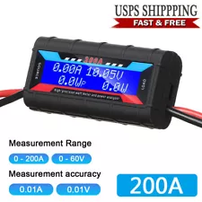 200A DC Digital Monitor LCD Volt Amp Meter Analyzer For RC Battery Solar Power