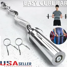 Olympic Curl Bar Weight Lifting Barbell Fitness Equipment Chrome FITNESS ð¼