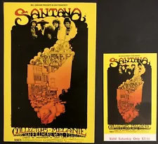 BG 160 SANTANA & MELANIE 1969 Greg Irons Fillmore POSTCARD & TICKET MINT! SALE!