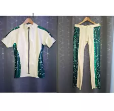 UNIQUE! Latex101 Cadet Shirt/Trouser SET SzM WHITE/MarbTransGreen