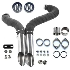 2" LAF Exhaust Pipes w/ Torque Cone&Baffle for Harley Sportster Chrome Wrapped