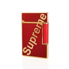 S.T. Dupont Ligne 2 Red Lacquer Golden Lighter Ping Sound For Cigarette Smoking