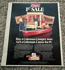 1979 Coleman Pop-up Camper Boat 1 Cent Sale Newspaper Print Ad