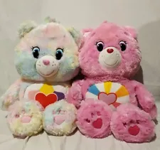 2005 Jumbo Care Bears Hopeful Heart Bear & True Heart Bear Plush Stuffies XL-25”