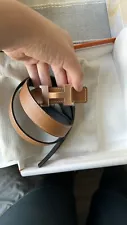 NEW Hermes 24MM Black/gold Swift Epsom Belt Rose Gold Buckle