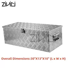 30''x13''x10" Silver Aluminum Tool Box for Trailer Truck Pickup Truck Bed Storag