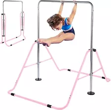 Junior Gymnastics Bar Kip Foldable Adjustable Bar Parallel Bar Pink Fitness