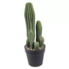 Artificial Saguaro Cactus Faux Plants 16 Inch with Black Pot for Home Office Sto