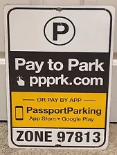 Vintage PARKING SIGN "Pay To Park" Commercial Industrial Metal Sign 18" x 12"