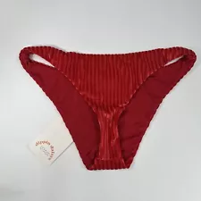 Dippin Daisys Bikini Bottom Women's Medium Red Wild Cherry Mid Rise High Cut $44