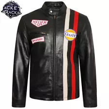 Le Mans Steve McQueen Jacket | Mens Leather Motorcycle Jacket - Black