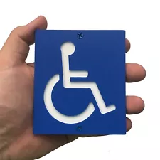 Small Handicapped Parking Sign, post-mounted wheelchair plaque for restroom