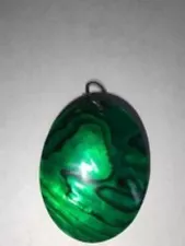 FF15 GREEN FLAT OVAL SHELL PENDANT 40 X 30 MM