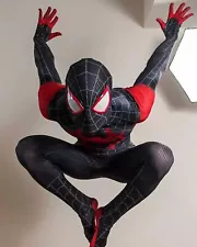 Spider-Man Miles Morales Jumpsuit Cosplay Costume Outfit Adults Spandex Bodysuit