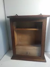 Antique Oak Glass Glazed Wall Cabinet For Pipes But Ideal To Adapt To Collectors