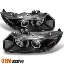 Fits 06-11 Honda Civic 2Dr Coupe Black Bezel Dual Halo Projector Headlights Lamp (For: 2010 Honda Civic)