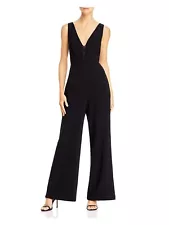 WAYF Womens Black Cut Out Sleeveless V Neck Evening Wide Leg Jumpsuit S