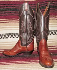 Vintage Sanders Brown Leather Handcrafted Cowboy Boots Men 6 D Lady 7.5 M NIB