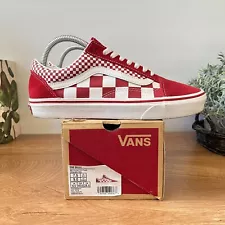 Vans Old Skool Primary Check Mens Size 7 Red Womens Size 9 Sneakers 500714