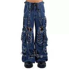 UNISEX TRIPP SHREDDER DENIM STRAP PANT Joggers Sweatpants Raver Bondage trousers