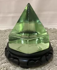 Green Glass Hexagonal Ship Deck Prism, Nautical Maritime Paperweight 5” Tall