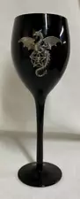 Pewter Dragon Black Wine Glass Goblet Cup NEW Veronese Design