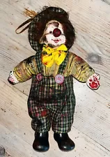 Creepy Clown 9.5” Horror Gothic Halloween Hand Painted OOAK Salem Massachusetts