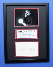 NIKOLA TESLA AUTOGRAPH framed masterly display Electrical Genius