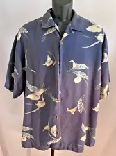 Mens Tommy Bahama 100% Silk Calla Lily Flower Hawaiian Shirt Camp Size Large