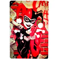 Retro Harley Quinn Pop Gun Metal Sign Comic Book Art Vintage Tin Sign 12x8