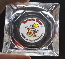 RARE 1970s BURGER KING FAST FOOD GLASS ASHTRAY HOME OF THE WHOPPER SIGN DRIVE IN