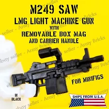 M249 SAW LMG Machine Gun w REMOVABLE MAG• CUSTOM Brick Weapons Gun for Minifigs