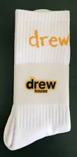 2 Pairs Drew House Justin Bieber Scribble Unisex Socks Mid Calf One Size White