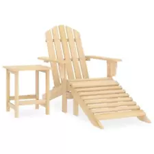 Adirondack Chair Set with Ottoman and Side Table Solid Fir Wood Outdoor