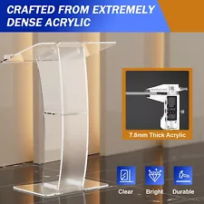 Plexiglass Church Speech Podium Acrylic Lectern for Pulpit Event Wedding Prayer