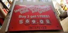 VINTAGE Mechanic repair shop shocks oil gas price METAL SIGN