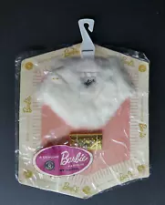 Vintage Barbie 1962 White Fur Stole & Golden Clutch in Original Package • New