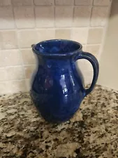 Darrell Adams pitcher 8in stunning cobalt blue sighned 2000 perfect for pouring