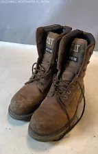 Men's Caterpillar Brown Leather Steel Toe Work Boots, Size 11