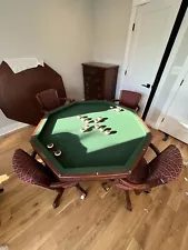 Darafeev Riviera Poker Game Table w/Bumper Pool & Four Darafeev 960 Game Chairs