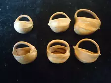 Vintage Folk Art Hickory Nut "Baskets" "Purses" Etc. Hand Carved Lot of 6