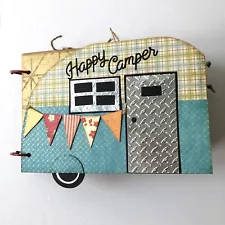 Happy Camper Paperbag Mini Album Premade Fully Embellished Camping Vacation